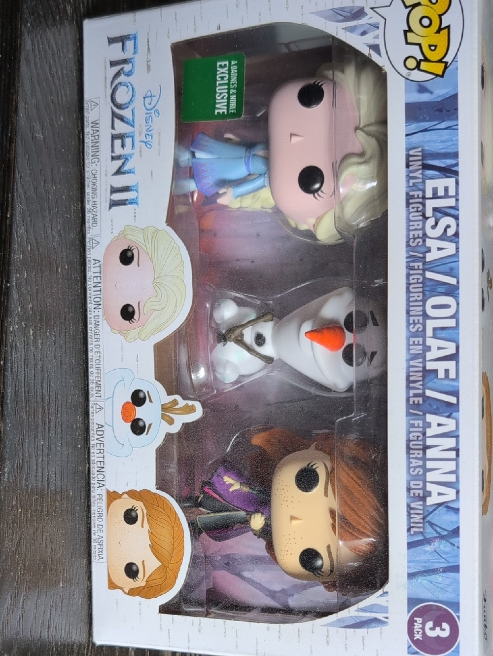 Funko Frozen II 3-Pack Elsa, Olaf & Anna - Blue, White, Orange, Purple, Brown